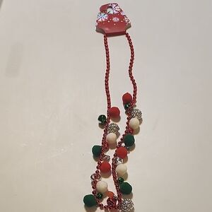 Festive Red and Green Beaded Necklace